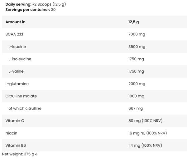 FA Nutrition ICE BCAA | with L-Glutamine & L-Citrulline 375gr - Image 2