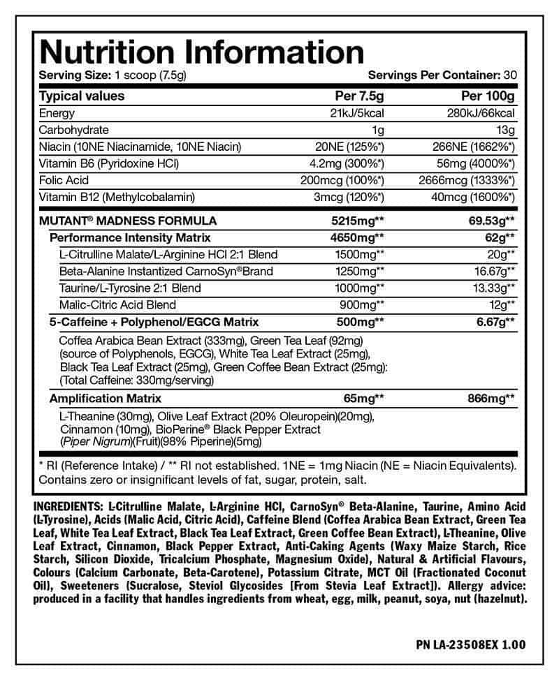 Madness | Pre-Workout Ενέργειας & Αντοχής | PVL | 270g | ~30 Δόσεις - Image 3