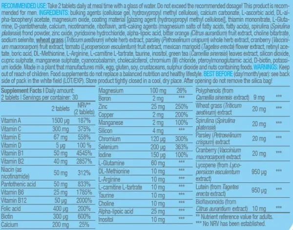 Biotech USA Multivitamin For Men 60 ταμπλέτες - Image 2