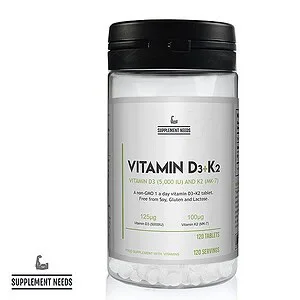 Vitamin D3 & K2 | Supplement Needs | Υποστήριξη Οστών & Ανοσοποιητικού | 120 Δισκία