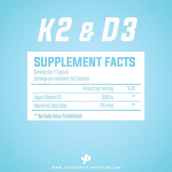 D3 & K2 | Trained by JP Nutrition | Συμπλήρωμα Βιταμινών Υψηλής Ποιότητας | 60 Κάψουλες - Image 2