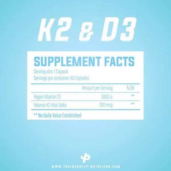 D3 & K2 | Trained by JP Nutrition | Συμπλήρωμα Βιταμινών Υψηλής Ποιότητας | 60 Κάψουλες - Image 2