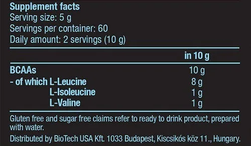 BioTechUSA BCAA 8:1:1 300g - Αμινοξέα Διακλαδισμένης Αλυσίδας - Image 2